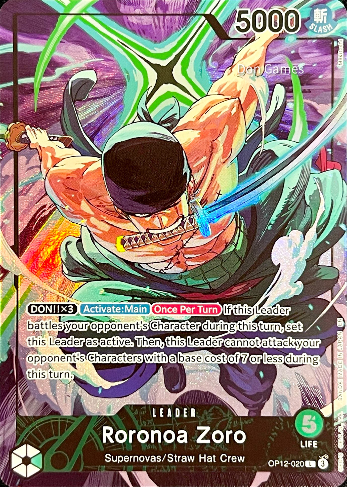 OP12-020 Roronoa Zoro Leader Card Alternate Art Official Playmat Limited Edition Vol. 4 Promo