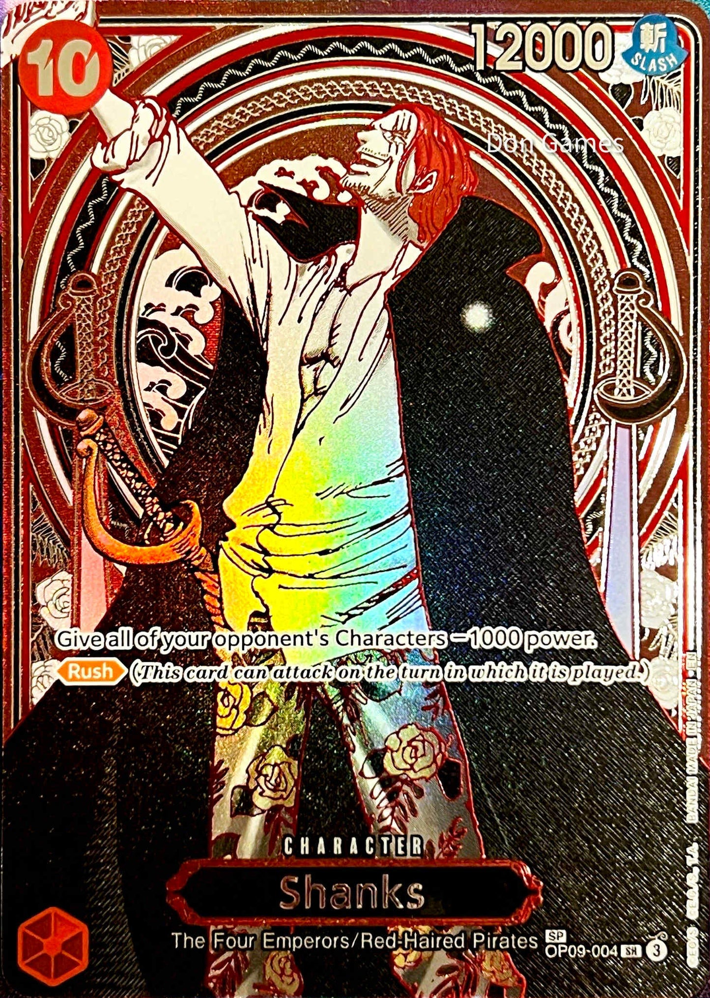 OP09-004 Shanks Character Card Special Alternate Art Silver Foil