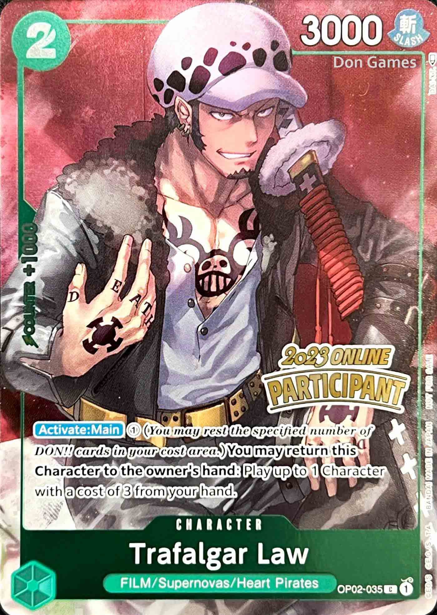 OP02-035 Trafalgar Law Character Card Alternate Art 2023 Online Participant