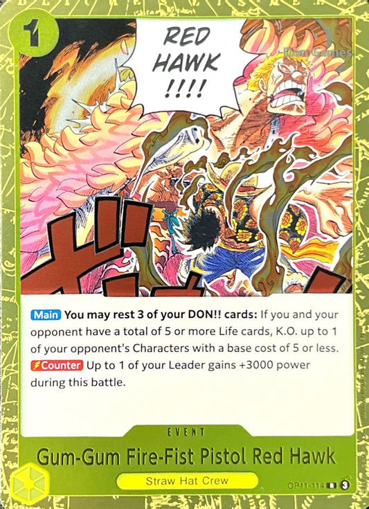 OP11-114 Gum-Gum Fire-Fist Pistol Red Hawk Event Card