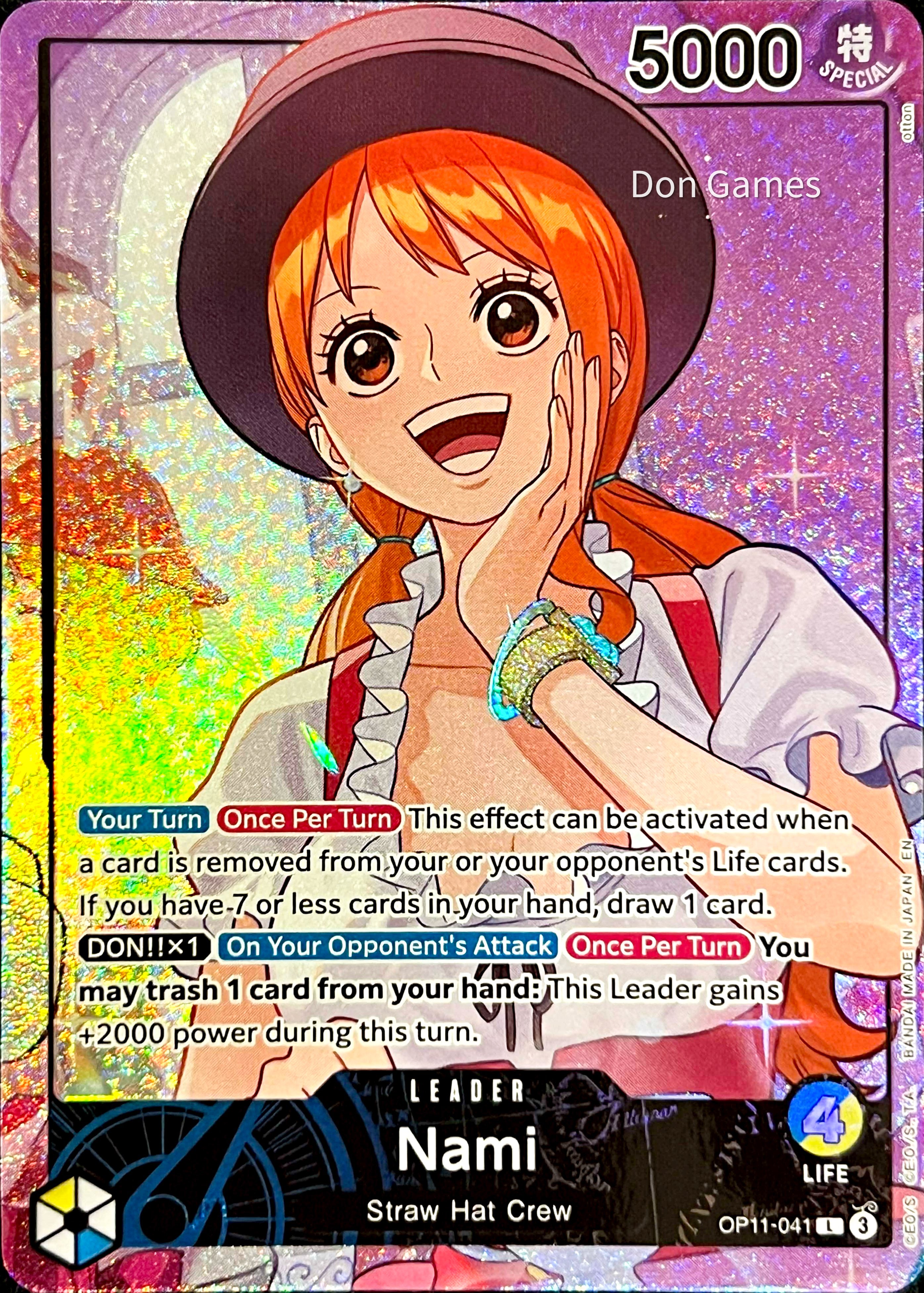 one piece card game nami leader OP11-041 Nami Leader Card Alternate Art Wholecake Playmat Promo BCG Fe – Don Games