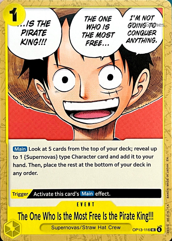 OP13-116 The One Who Is the Most Free Is the Pirate King!!! Event Card