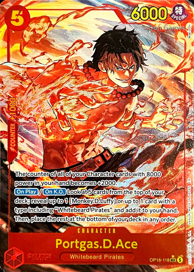 OP16-118 Portgas. D. Ace Character Card Alternate Art