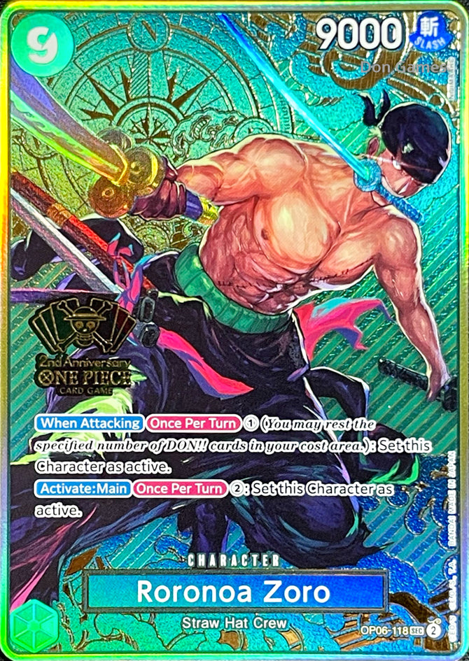OP06-118 Roronoa Zoro Character Card Alternate Art (Japanese 2nd Anniversary Set)