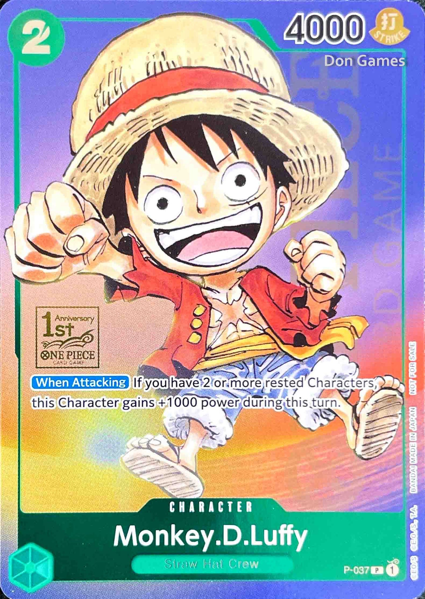 P-037 Monkey. D. Luffy 1st Anniversary Character Card Promo