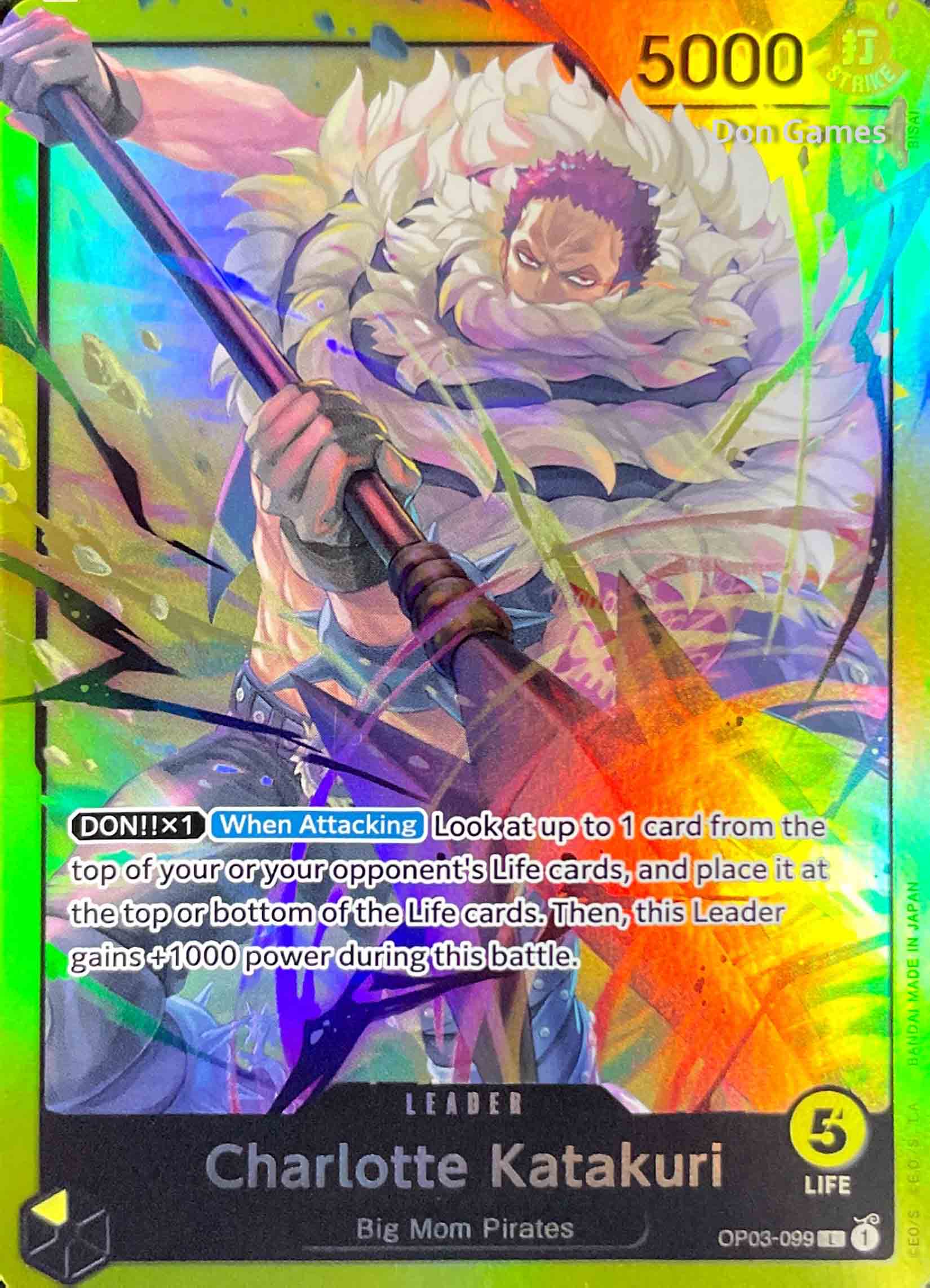 one piece card game katakuri leader OP03-099 Charlotte Katakuri Leader Card Alternate Art (ST-20)