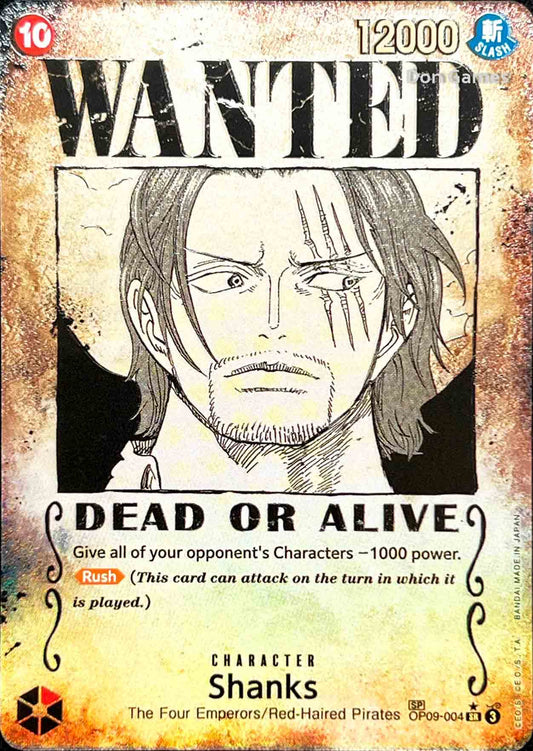 OP09-004 Shanks Character Card Wanted Alternate Art