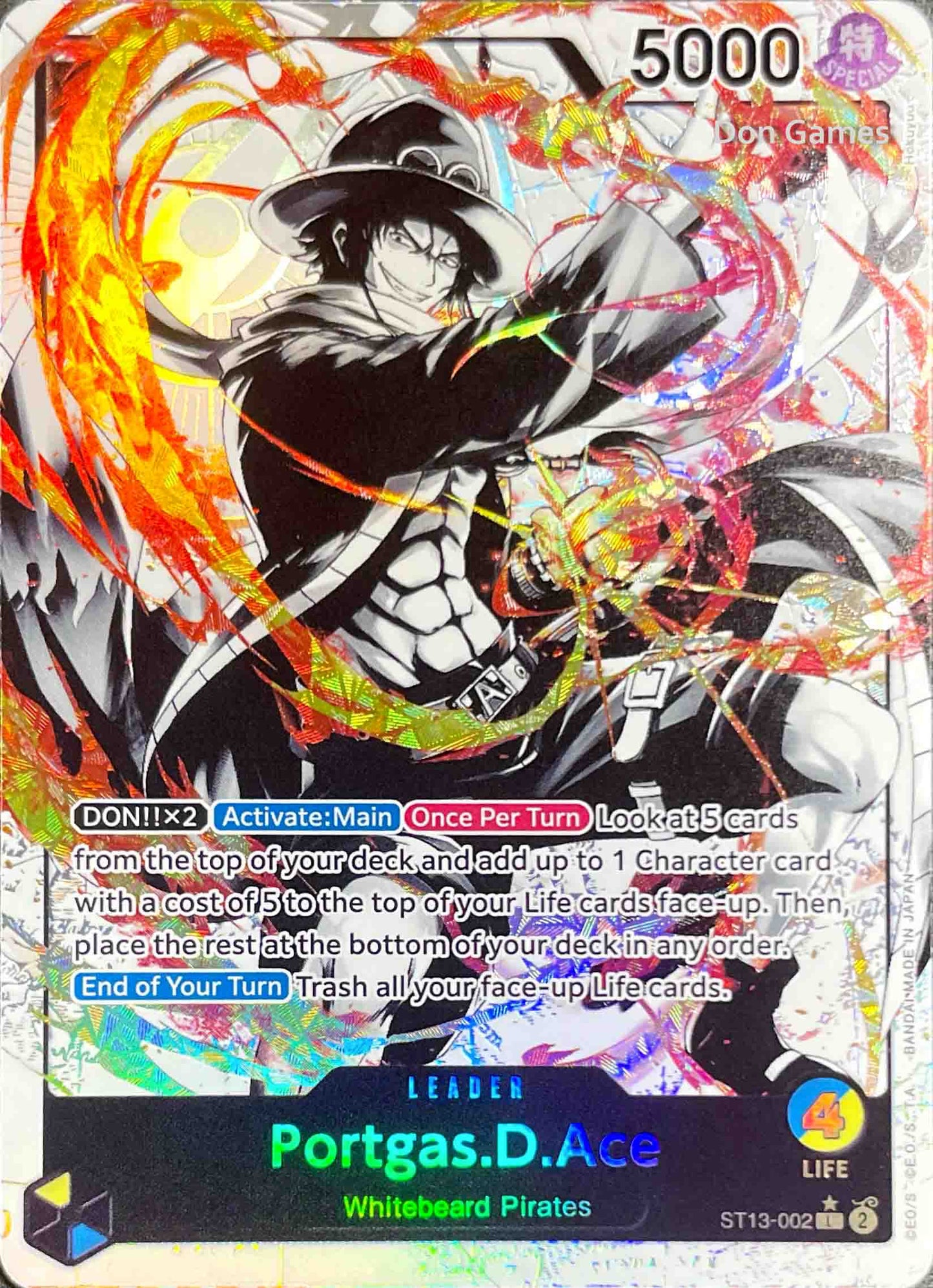 ST13-002 Portgas. D. Ace Leader Card Alternate Art