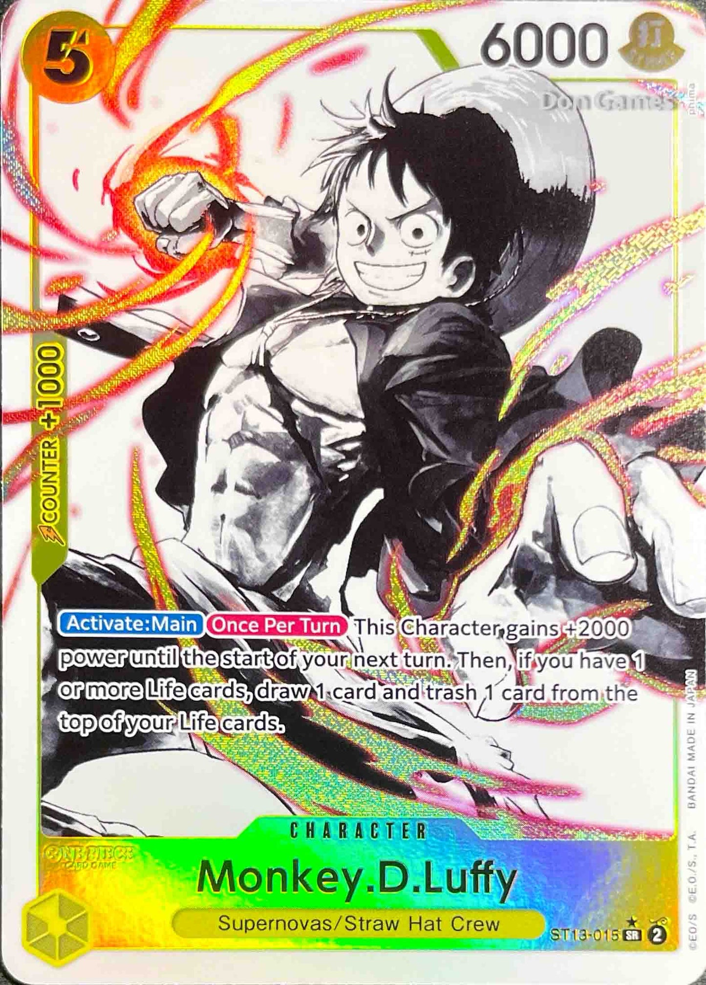 ST13-015 Monkey. D. Luffy Character Card Alternate Art