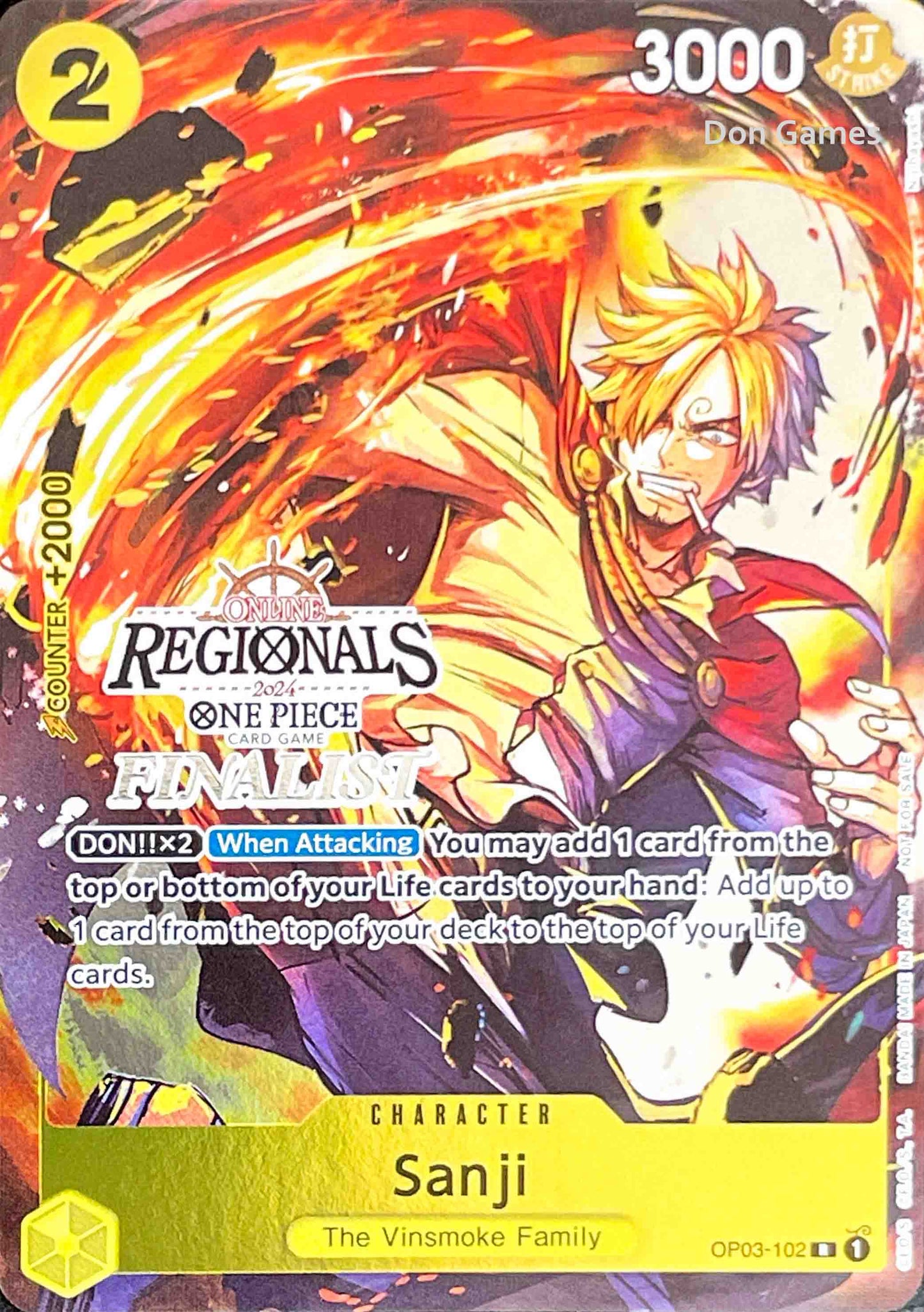 OP03-102 Sanji Online Regionals (Finalist) Alternate Art