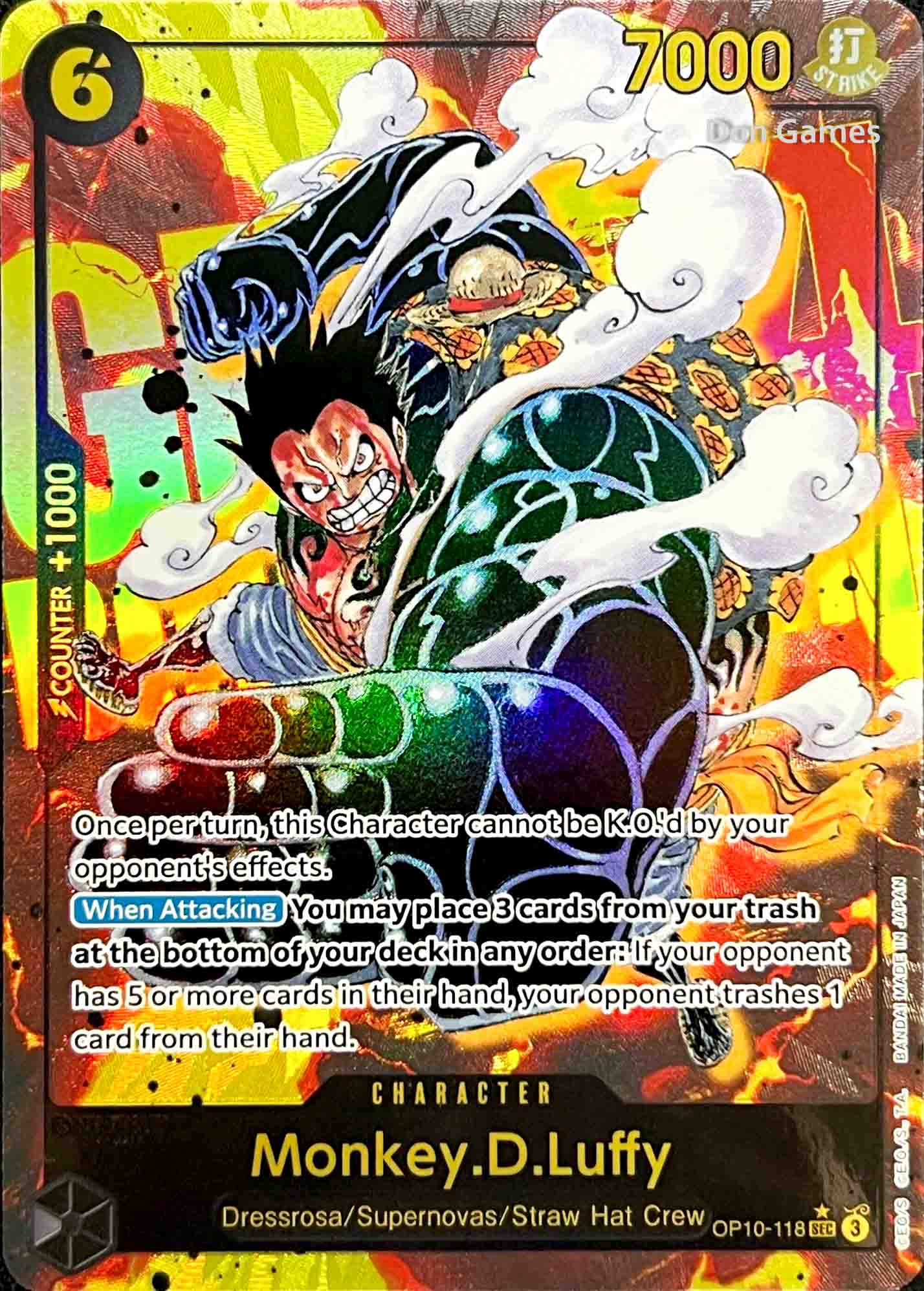 one piece card game gear 4 luffy OP07-091 Monkey.D.Luffy Card Encased in a durable acrylic holder to highlight the vibrant artwork of this fan Monkey.D.Luffy (118) (Manga) - A