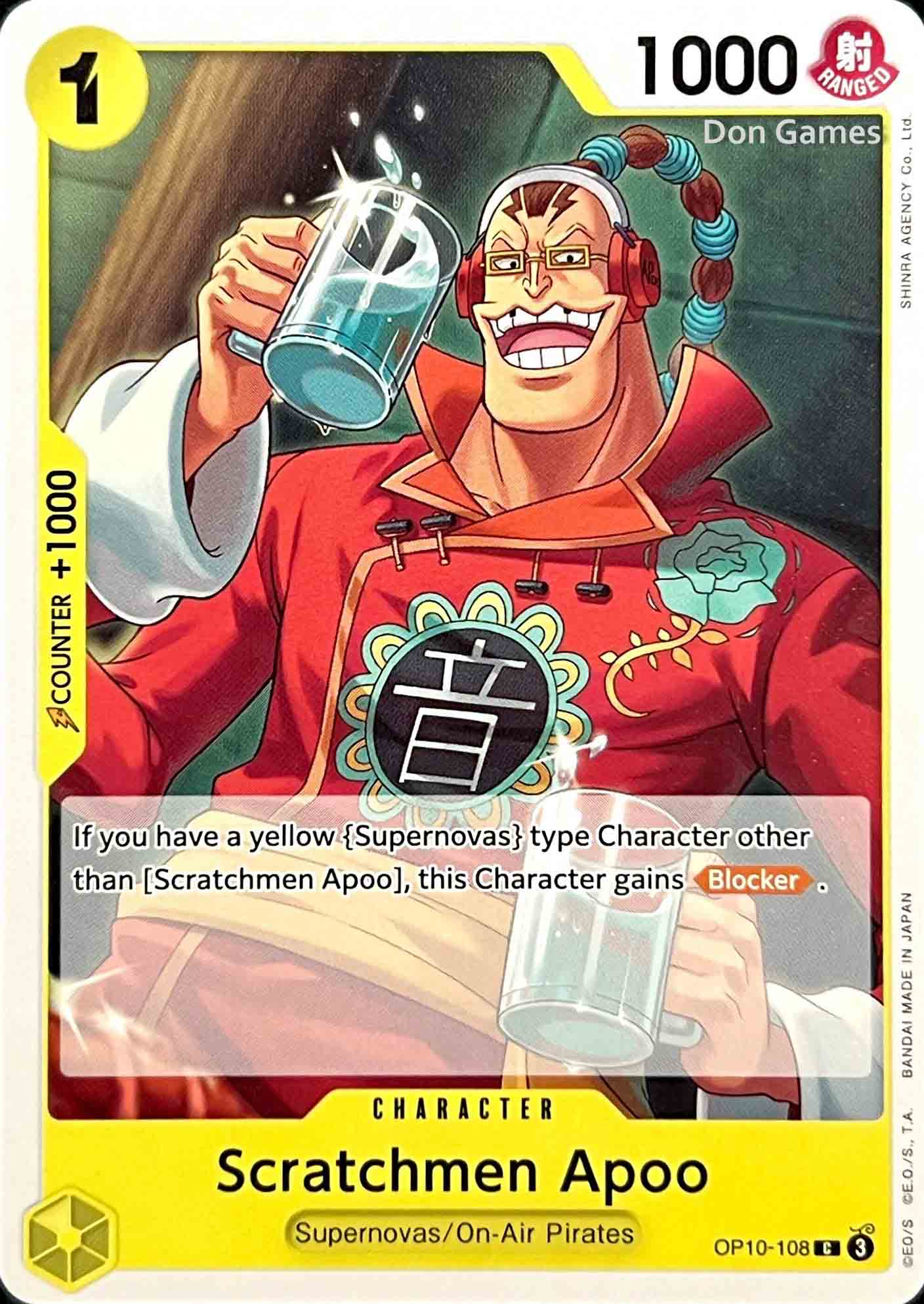 OP10-108 Scratchmen Apoo Character Card