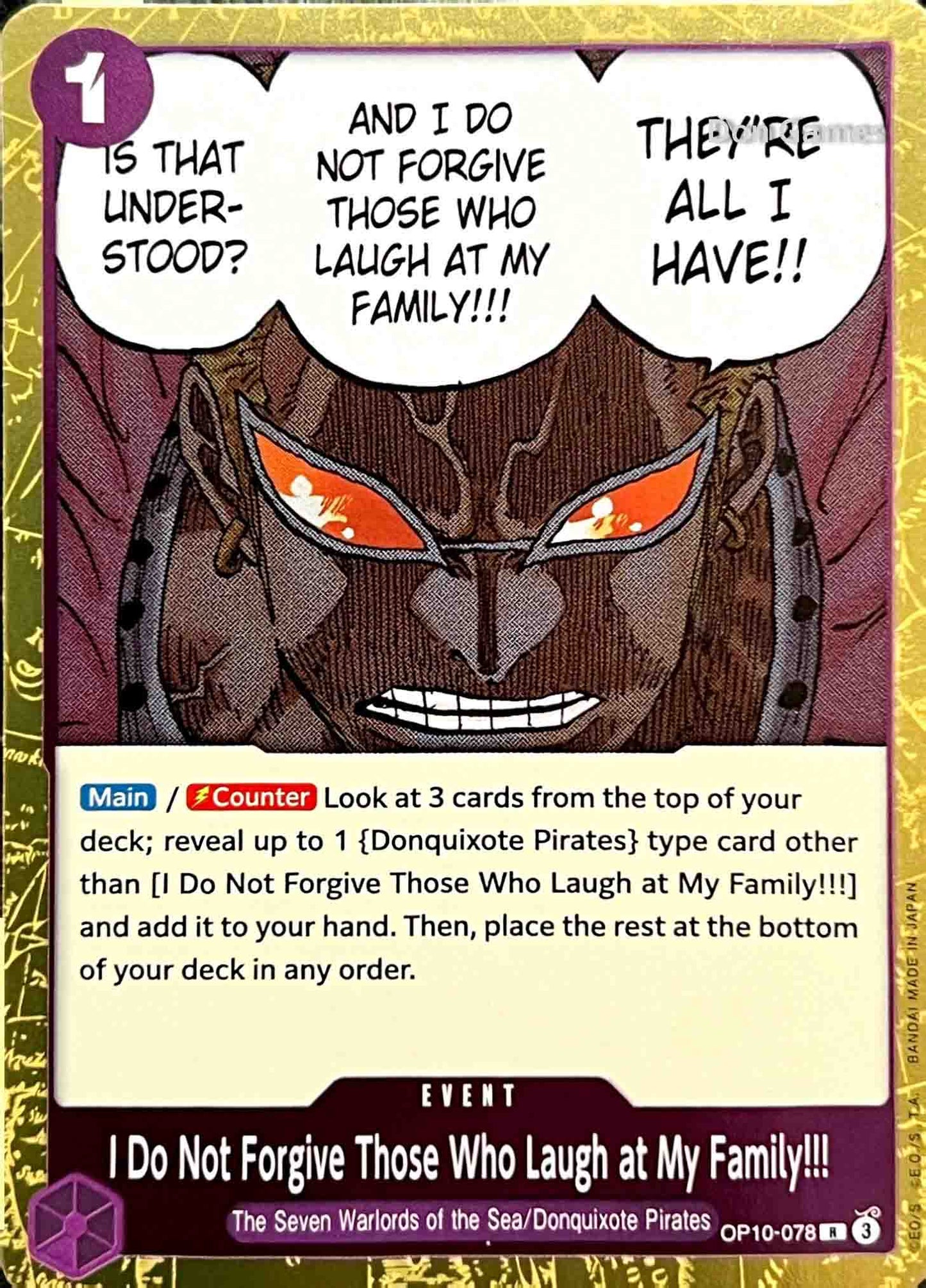 OP10-078 I Do Not Forgive Those Who Laugh at My Family!!! Event Card