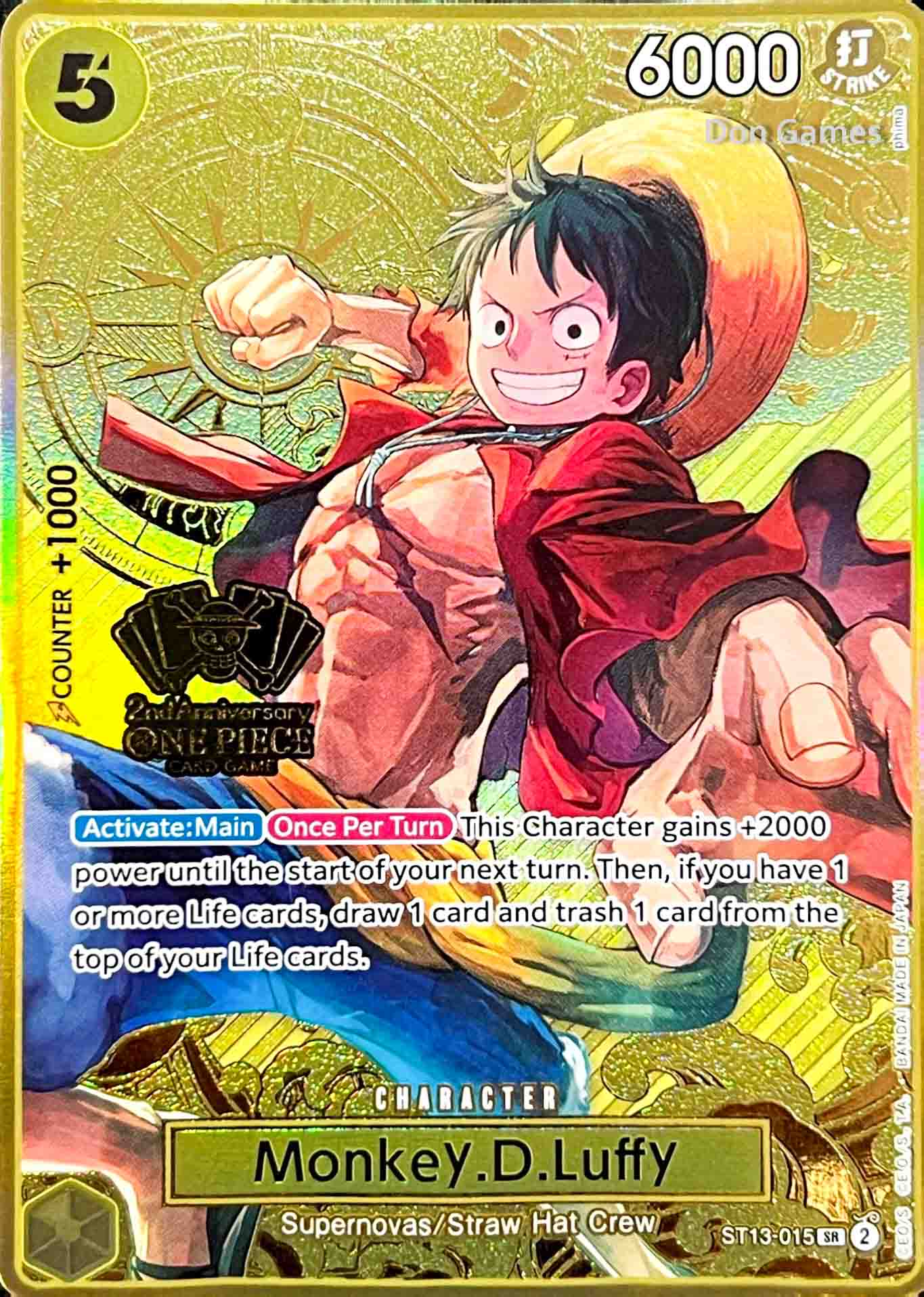 ST13-015 Monkey. D. Luffy Character Card Premium Card Collection Alternate Art (Japanese 2nd Anniversary Set)