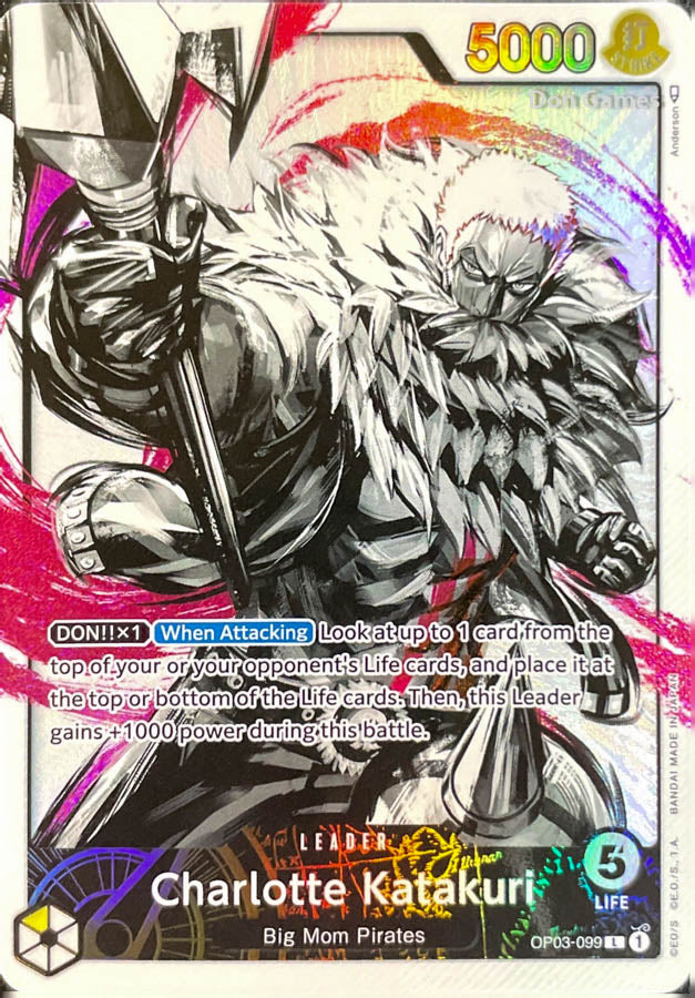 one piece card game katakuri leader One Piece TCG: Leader - Alternative Charlotte Katakuri (OP03-099) By Loker