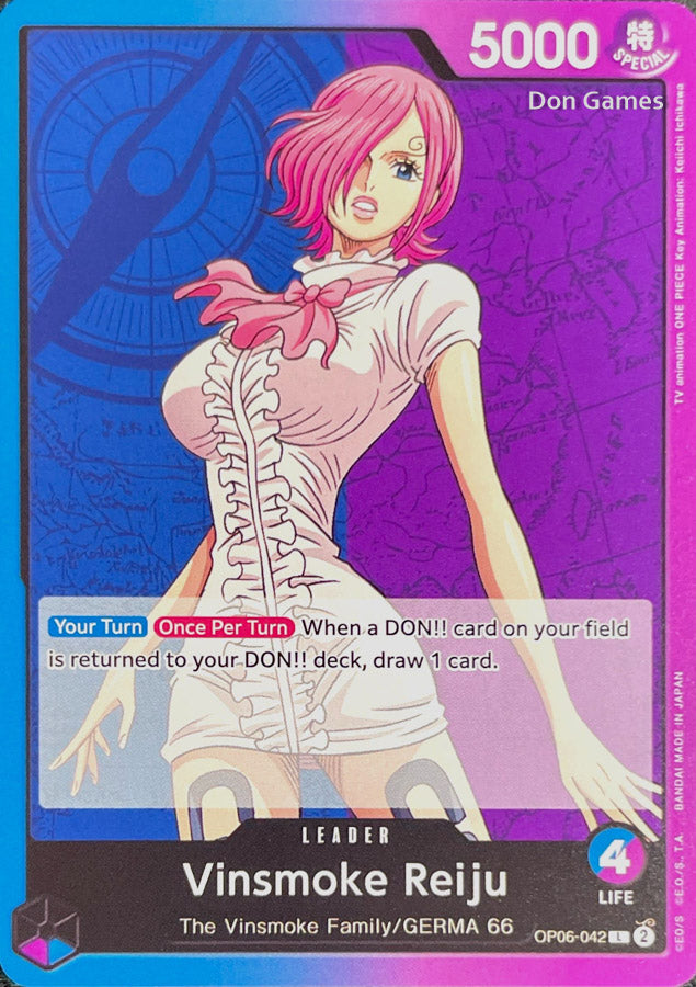 reiju one piece card game OP06-042 Vinsmoke Reiju Leader Card – Don Games