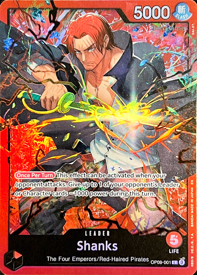 shanks secret rare card OP09-004 (Super Rare) Emperors in the New World ONE PIECE Japanese Haired Pirates Attribute Current and Future valuation for