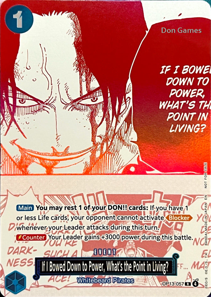 OP13-057 If I Bowed Down to Power, What's the Point in Living? Event Card Alternate Art (3rd Anniversary Treasure Campaign Pack)