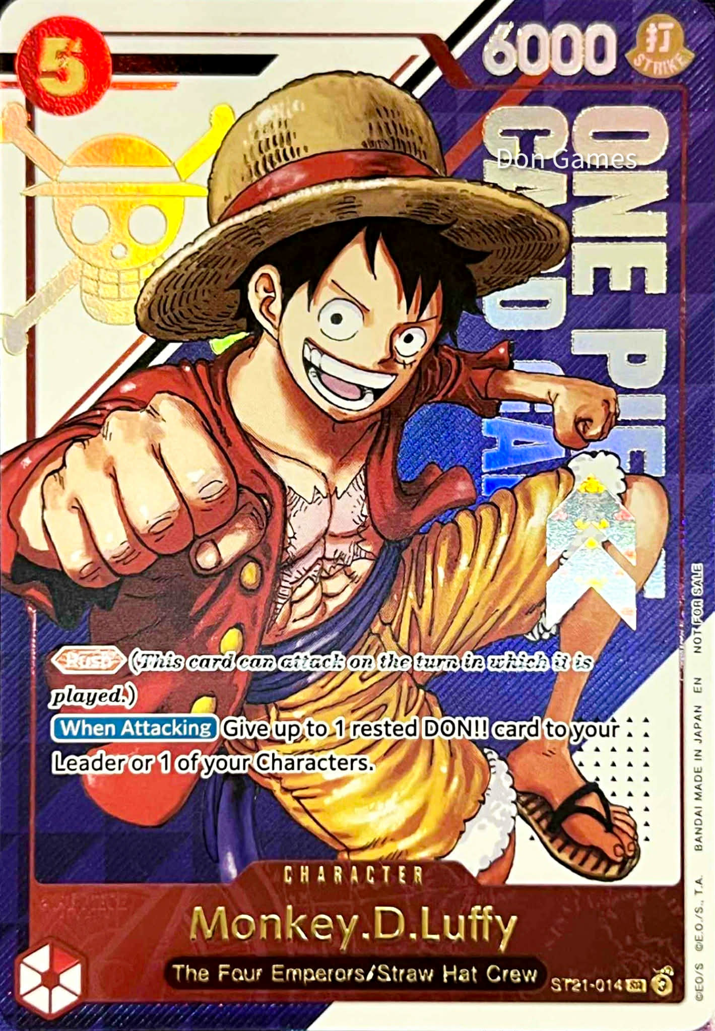 ST21-014 Monkey. D. Luffy Character Card Alternate Art (3rd Anniversary Treasure Campaign Pack)