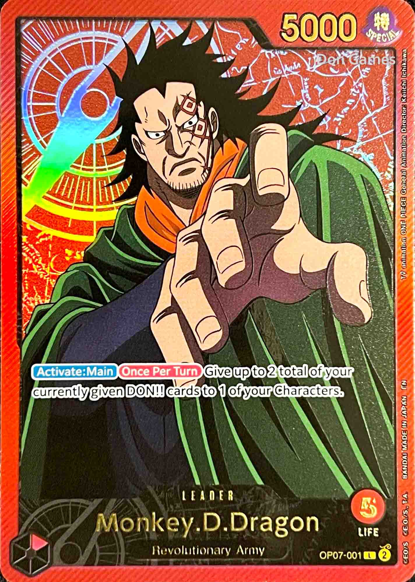 OP07-001 Monkey. D. Dragon Leader Card Gold Foiled