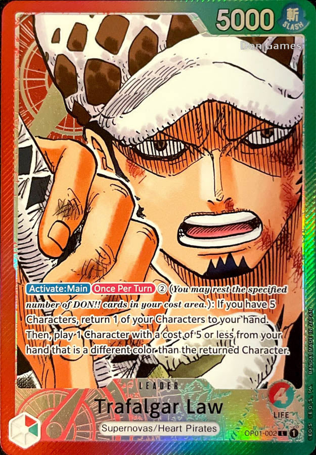 OP01-002 Trafalgar Law Leader Card Alternate Art Pre-Errata V1