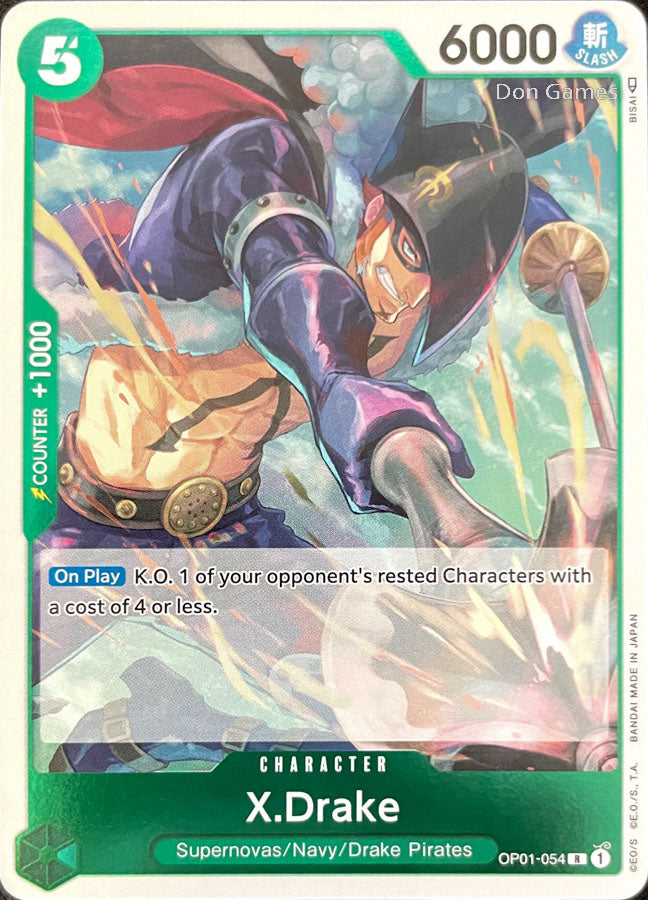 x drake one piece card game OP01-054 X.Drake Character Card – Don Games