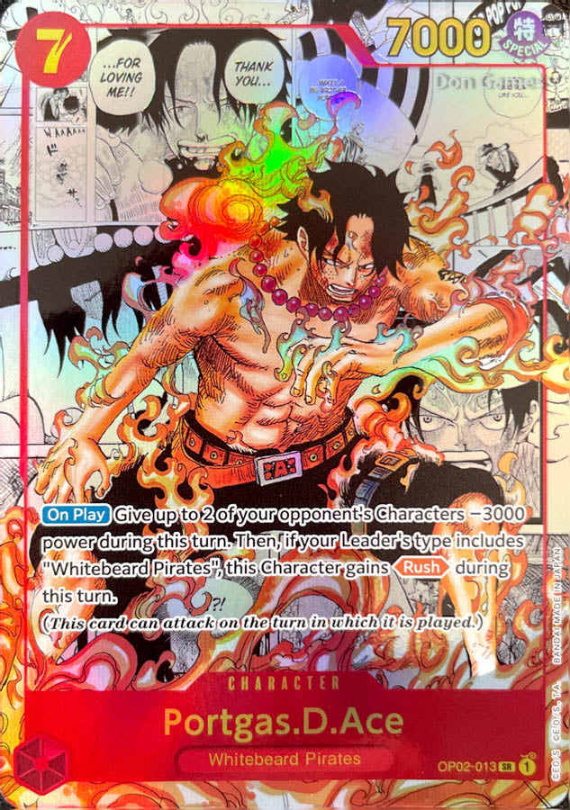 one piece card game ace manga OP16-001_p1 Portgas.D.Ace Card 7 Power One Piece Card Game -
