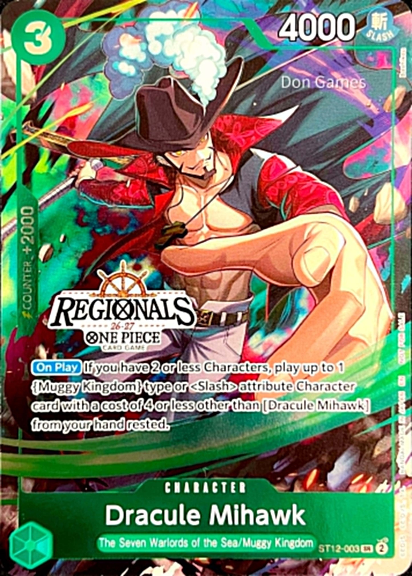 ST12-003 Dracule Mihawk Character Card Alternate Art Regionals Participation Pack 2026 Vol. 1 Promo