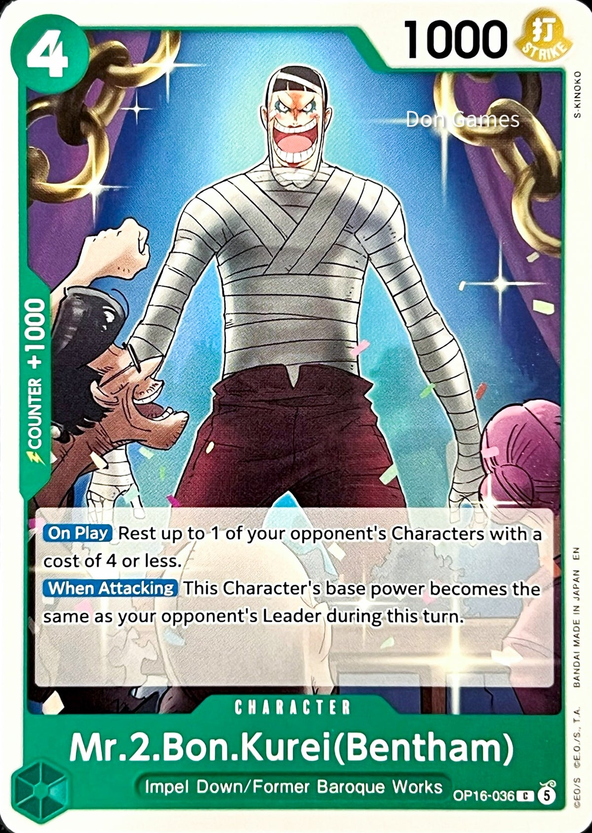 OP16-036 Mr. 2. Bon. Kurei (Bentham) Character Card