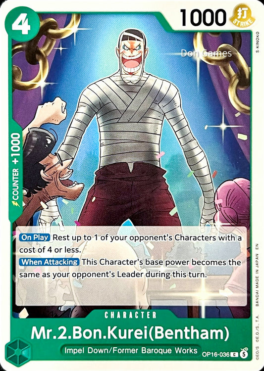 OP16-036 Mr. 2. Bon. Kurei (Bentham) Character Card