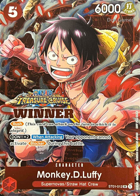ST01-012 Monkey.D.Luffy Character Card Alternate Art Treasure Cruise Winner Promo