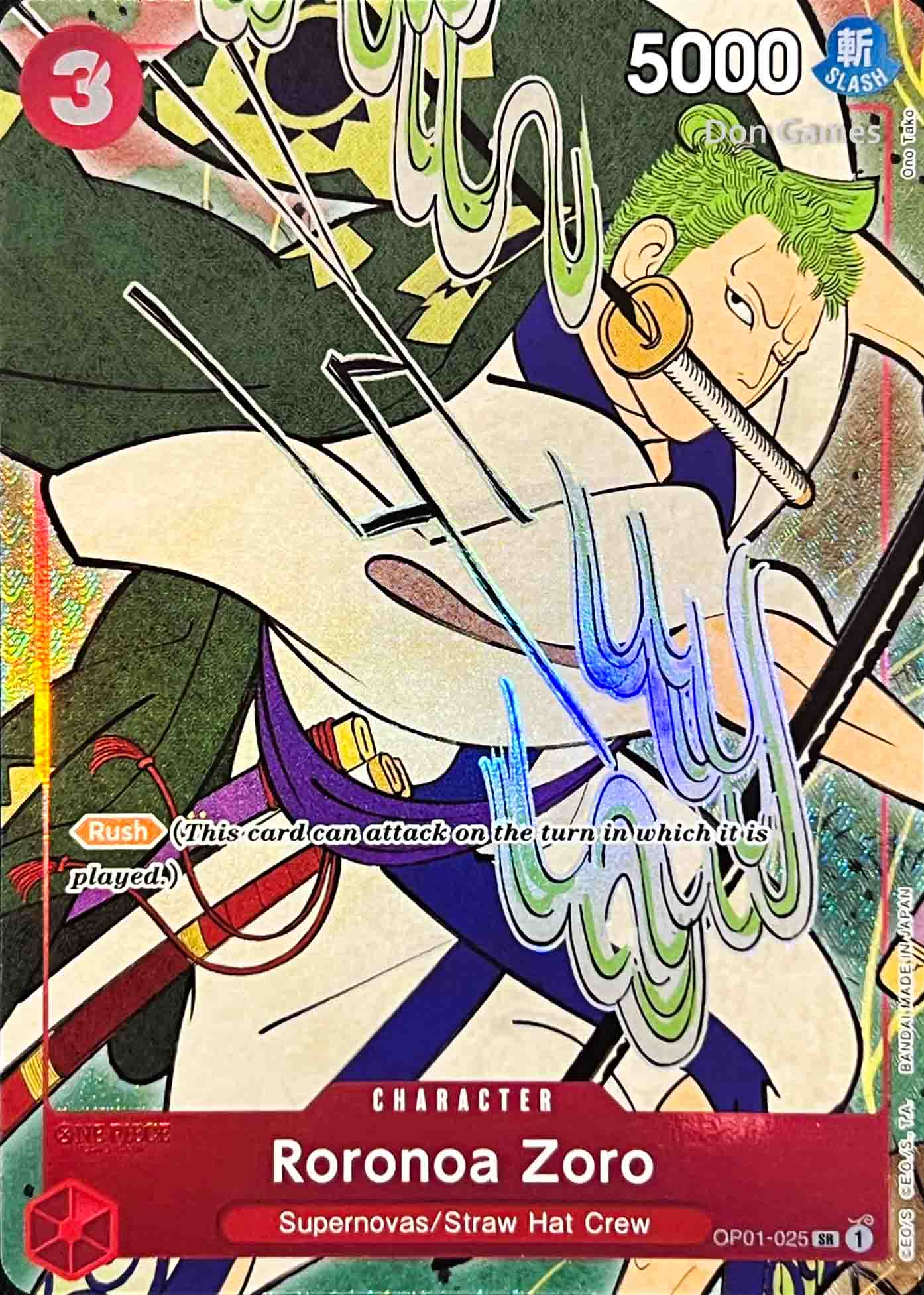 OP01-025 Roronoa Zoro Character Card Alternate Art (English 1st Anniversary)