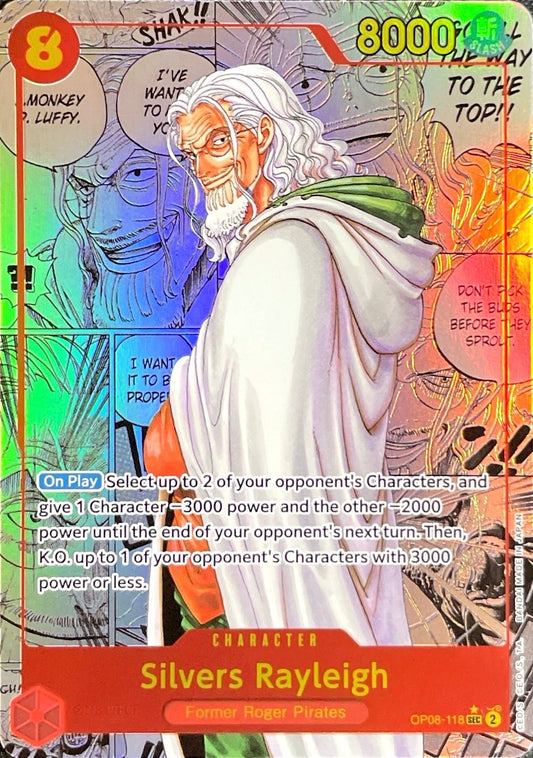 OP08-118 Silvers Rayleigh Character Card Manga Alternate Art