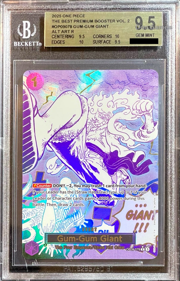 BGS 9.5 OP09-078 Gum-Gum Giant Event Card Special Alternate Art (PRB-02)