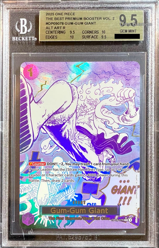 BGS 9.5 OP09-078 Gum-Gum Giant Event Card Special Alternate Art (PRB-02)