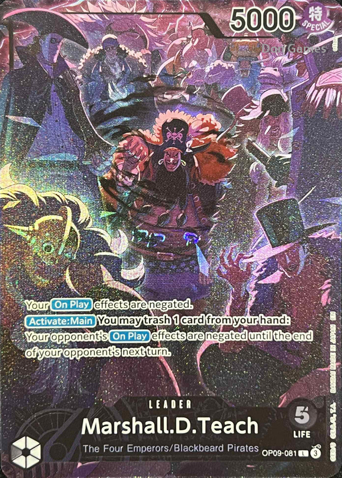 OP09-081 Marshall. D. Teach Leader Card Alternate Art English 2nd Anniversary