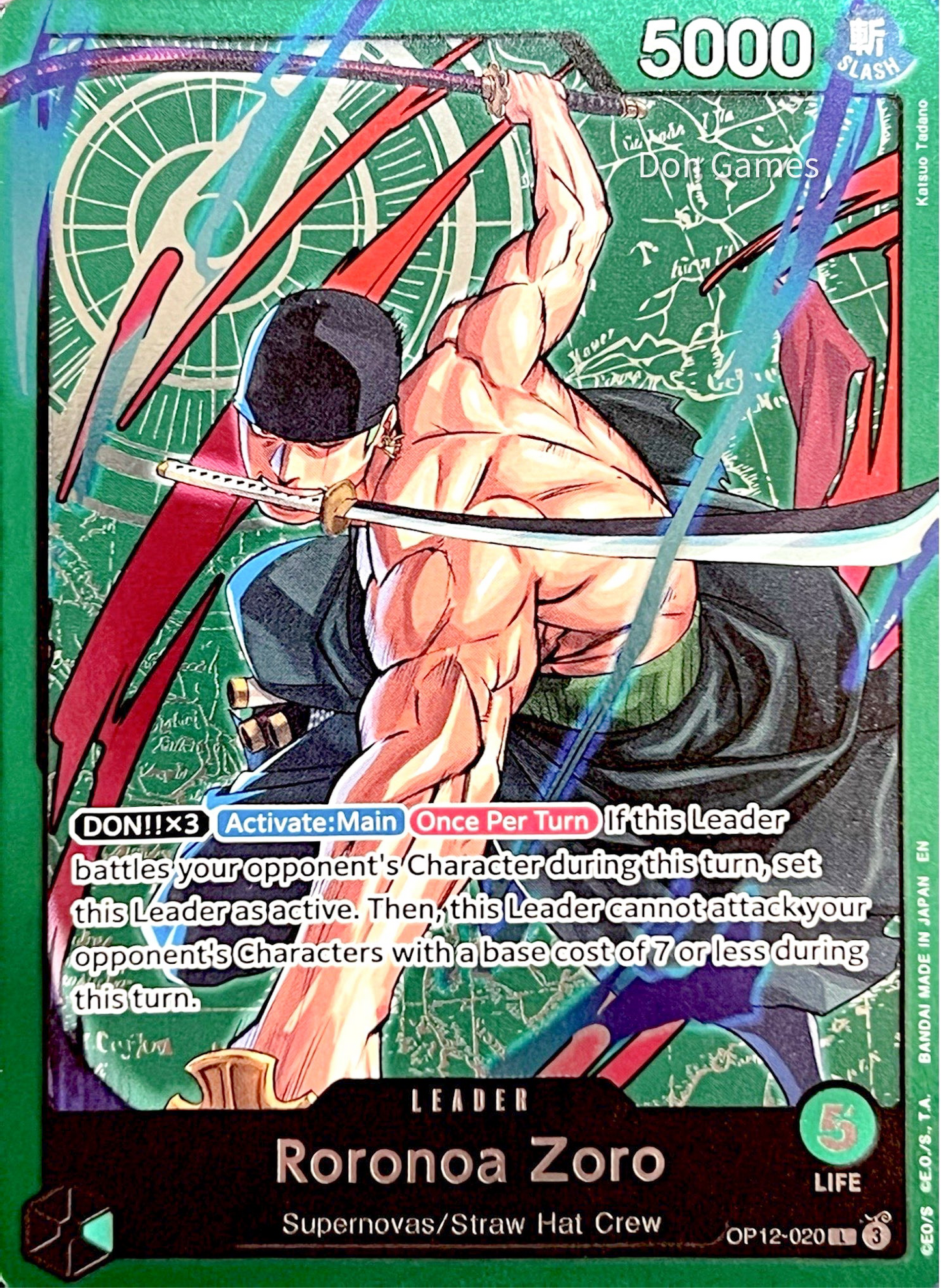 OP12-020 Roronoa Zoro Leader Card Alternate Art Learn Together Set