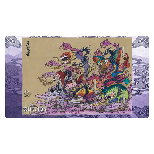 One Piece Card Game Official Playmat – 5 Elders vs. Gear 5 Luffy (Base Shop Collection Vol. 2) PLAYMAT ONLY