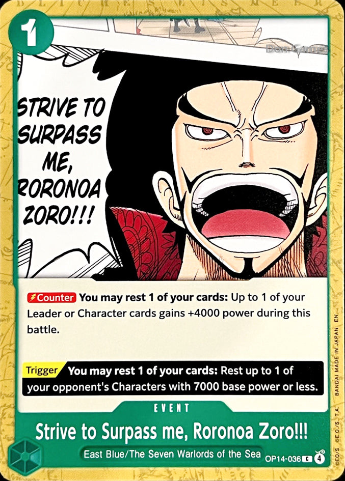 OP14-036 Strive to Surpass me, Roronoa Zoro!!! Event Card