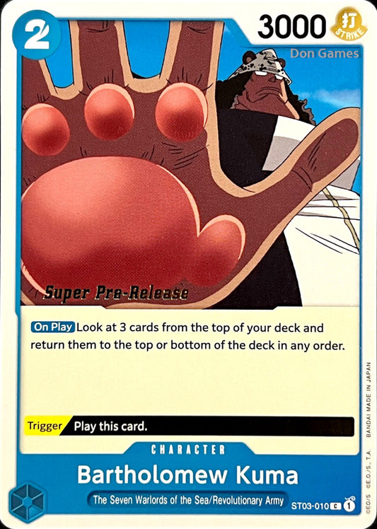ST03-010 Bartholomew Kuma Character Card SUPER PRE-RELEASE