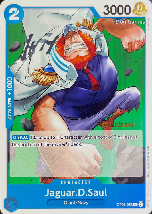 OP06-053 Jaguar. D. Saul Character Card PRE-RELEASE