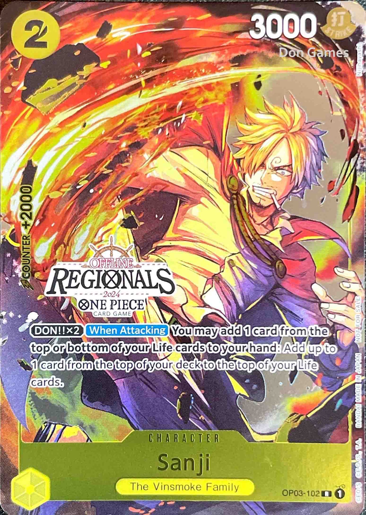 OP03-102 Sanji Offline Regionals (Participant) Alternate Art