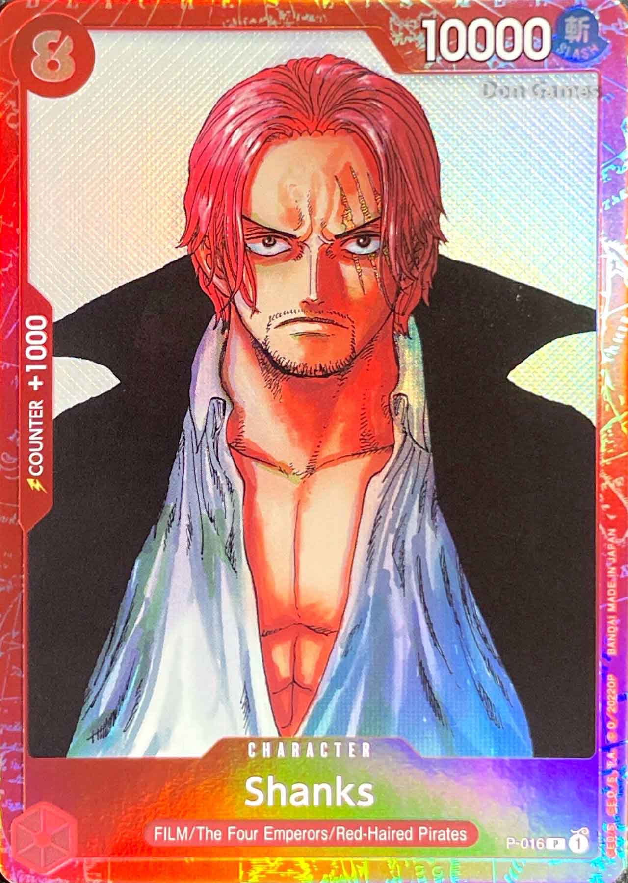 P-016 Shanks Character Card Promo Premium Collection Film Red Promo