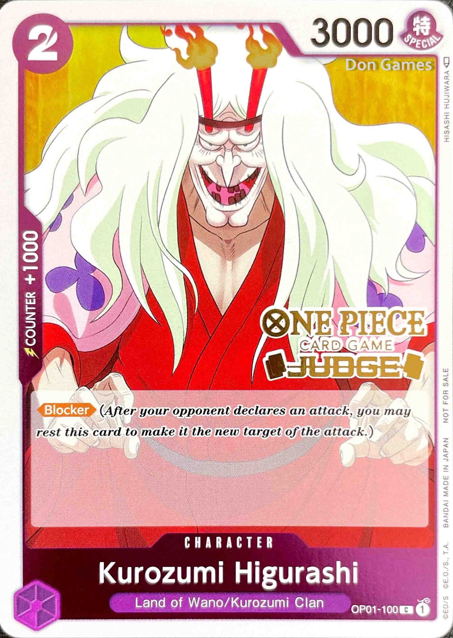 OP01-100 Kurozumi Higurashi Character Card Foiled Judge Stamp