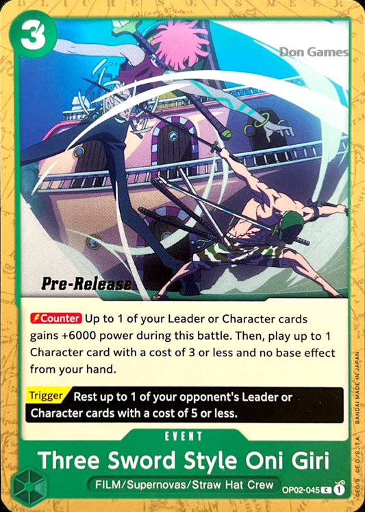 OP02-045 Three Sword Style: Onigiri Event Card Pre-Release