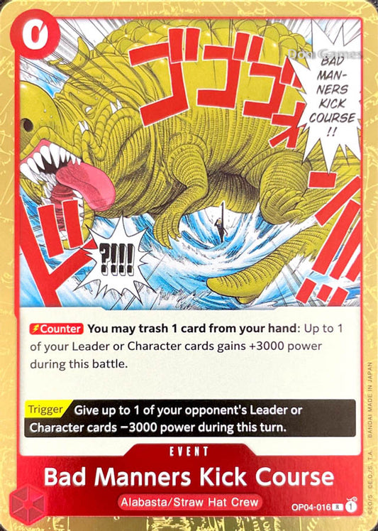 OP04-016 Bad Manners Kick Course Event Card
