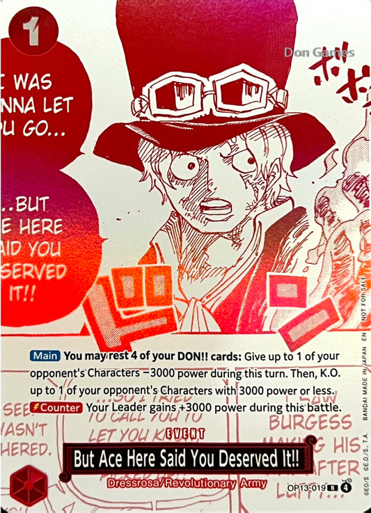 OP13-019 But Ace Here Said You Deserved It!! Event Card Alternate Art (3rd Anniversary Treasure Campaign Pack)