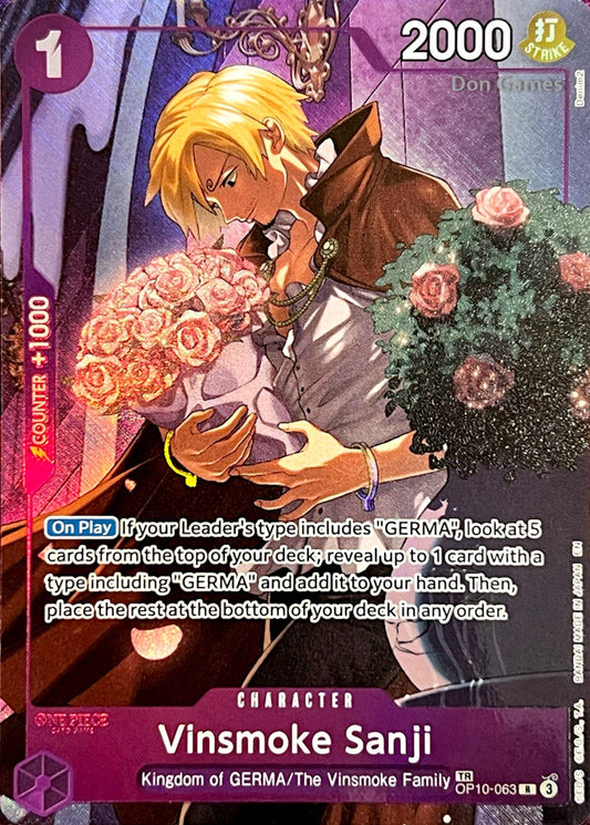 OP10-063 Vinsmoke Sanji Character Card Treasure Rare Alternate Art