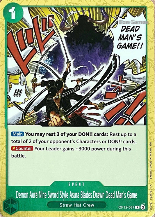 OP12-037 Demon Aura Nine Sword Style Asura Blades Drawn Dead Man's Game Event Card