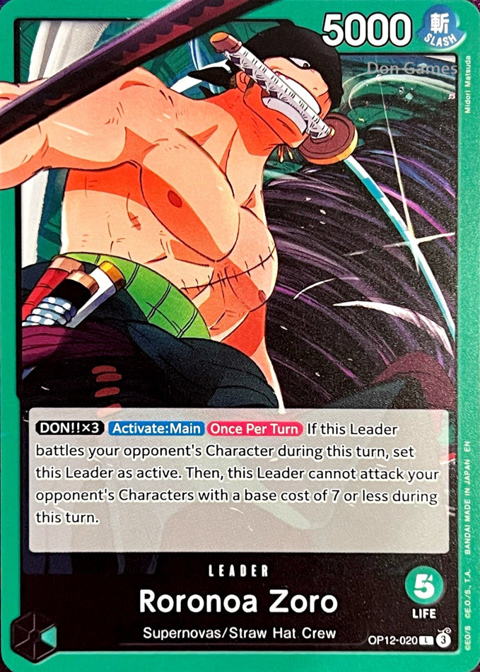 one piece card game zoro leader OP12-020 Roronoa – Don Games Set Name Cards worth money : Printing:M15 29 Foil tcg lorcana